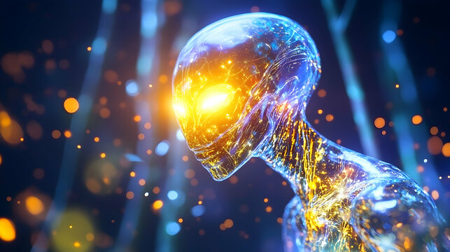 Glowing alien head, digital art