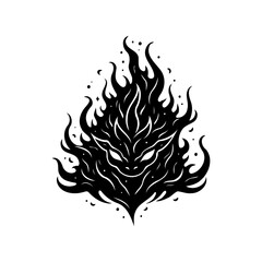 Enigmatic fiery entity in stark monochrome, conjuring mythical essence illustration