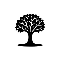 Naklejka premium Minimalist Tree Silhouette Depicting Growth and Connection on a White Backdrop