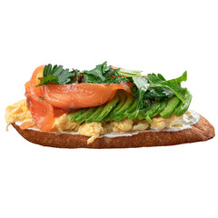 Breakfast toast with salmon and avocado