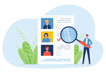 Plakat business team research people Profile for job hiring and online interview with video conference meeting concept 
