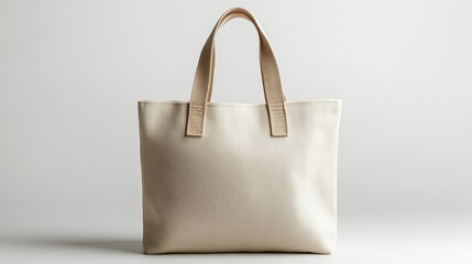 Simple tote bag, neutral color, plain background