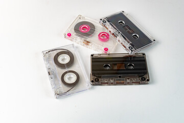 Vintage Cassette Tapes on White Background