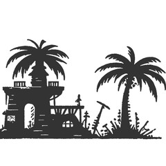 Withering Worlds Vintage Illustration Vector