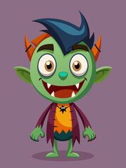 Friendly Green Monster Cartoon Character Halloween Costume Design