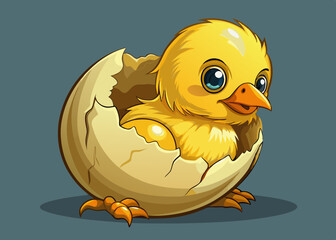 Adorable Baby Chick Emerging from Cracked Eggshell