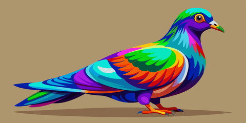 Obraz premium Vibrant Rainbow Colored Pigeon Bird Artistic Illustration