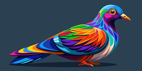Obraz premium Vibrant Rainbow Colored Pigeon Bird Abstract Art Illustration