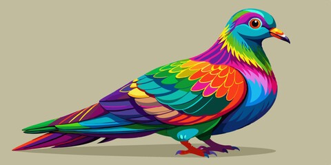 Fototapeta premium Vibrant Rainbow Colored Pigeon Bird Artistic Illustration