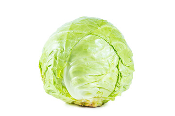 Fresh cabbage head isolated on white background. Healthy eating.