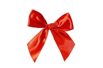 Shiny red bow isolated on white background.