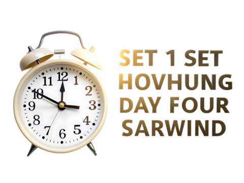 Daylight saving time: set clocks forward by one hour on the white background, PNG