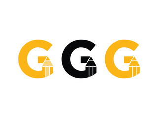 creative initial letter G pencil symbol icon design vector isolated transparent background