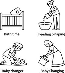 New born baby care vector sheet.