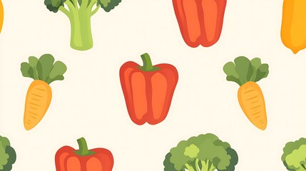 Fototapeta premium Colorful Veggie Seamless Pattern.