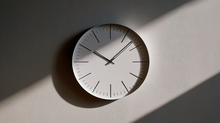 Modern Minimalist Wall Clock Casting Shadows on Neutral Background