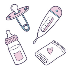 New born baby care vector sheet.