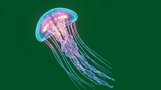 Translucent jellyfish floating in the deep ocean with glowing tentacles