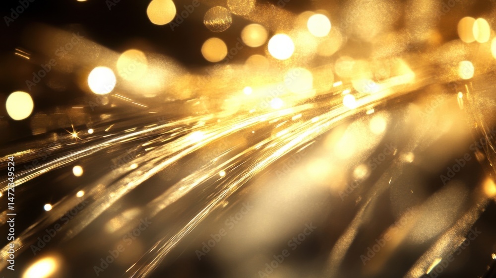 Poster Abstract golden light streaks and bokeh create a luxurious, elegant, and dynamic visual effect, ideal for celebratory or premium brand designs. : Generative AI