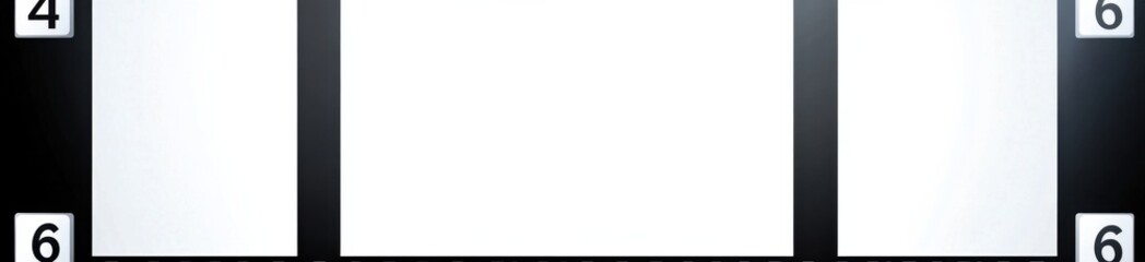 Blank film reel frames with numbers, ready for your movie or video project.  Perfect for editing, post-production, or cinematic concepts. : Generative AI