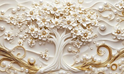 3D background with a white tree of life