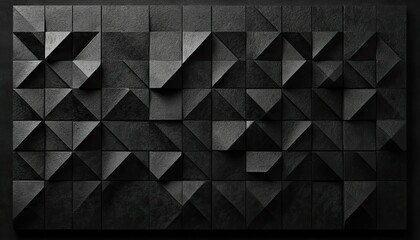 Naklejka premium 3D black pattern with triangular shapes on a dark background