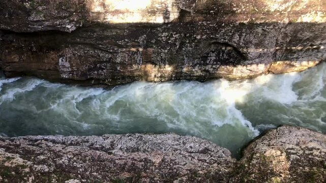 River landscape with the strong stream