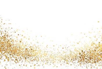 Golden confetti background with elegant sparkle on a clean white surface