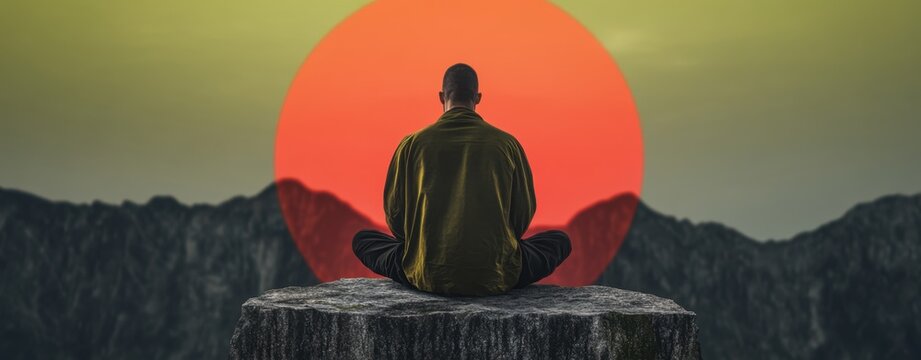 Meditation at sunset promoting inner peace.