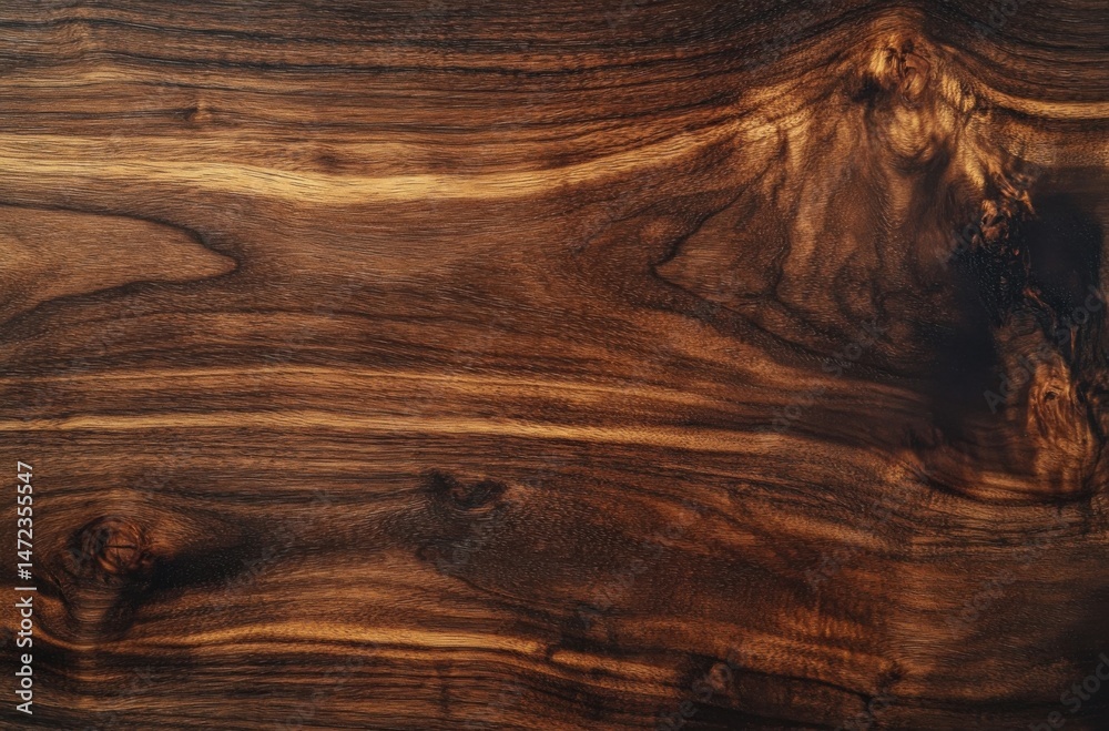 Aufkleber dark walnut wood grain texture: rich brown tones and natural patterns for design backgrounds : gener