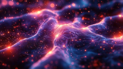 Obraz premium Abstract glowing energy wave patterns in dark space