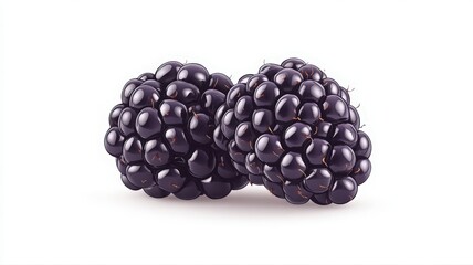 Two Ripe Blackberries on White Background