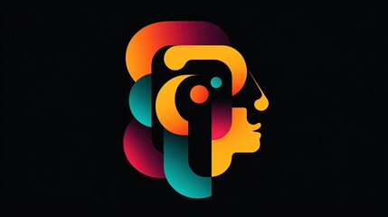 Creative podcast logo featuring vibrant typography and abstract human elements in a modern design