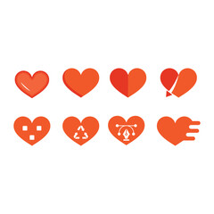 red hearts on white background