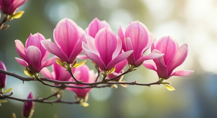 Obraz premium Magnolia blossoms on branch in springtime