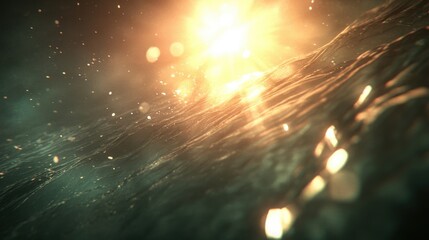 Naklejka premium Glowing abstract light bursts, vibrant warm hues blending with cool tones, dynamic energy for creative backgrounds or art themes.