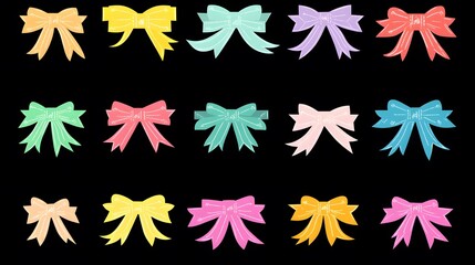 Pastel Rainbow Bows Clipart Set Gift Wrapping Design