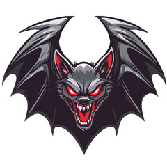 Fototapeta premium Dynamic vector esports logo featuring a fierce bat with red eyes and sharp fangs