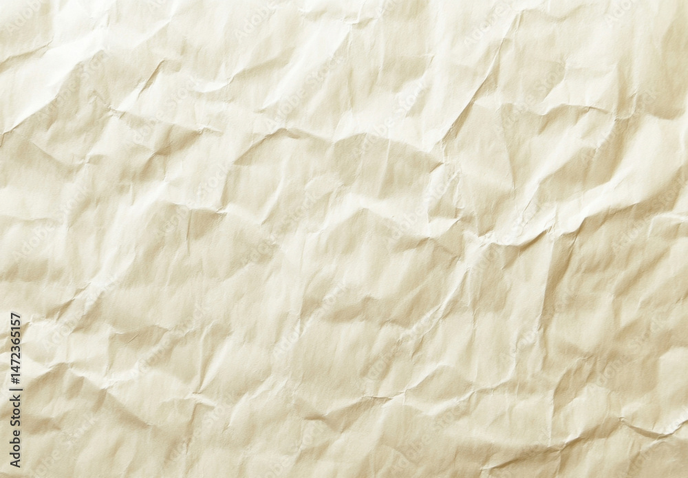 Aufkleber high-resolution image of crumpled, beige paper texture, showing detailed wrinkles and creases, ideal