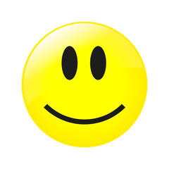 Happy smiley face with smile, emoji design, vector illustration.  Joyful yellow ball emoticon representing happiness and smiling expression.