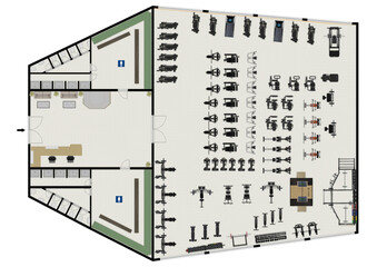 Floor plan gym. Fitness center 3d illustration. Fitness. Gym. Fitness club. Gym interior design