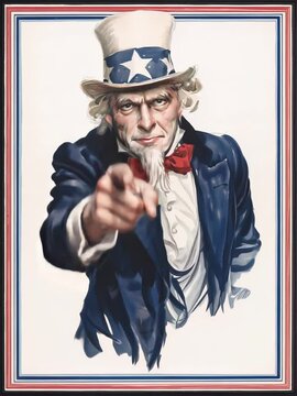 american uncle sam pointing the finger to the camera, i want you poster