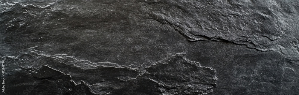 Aufkleber Dark gray slate stone texture with natural cracks and rough surface, ideal for backgrounds or design projects.  High-resolution image showing detailed stone patterns. : Generative AI