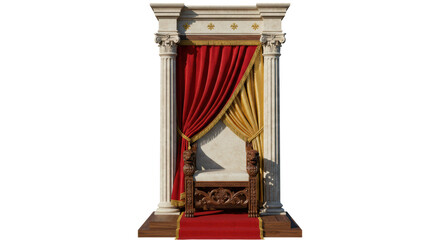 Isolated Throne with Red Curtains