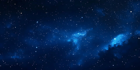 Fototapeta premium Vast Starry Night Sky with Beautiful Blue Nebulae and Twinkling Stars