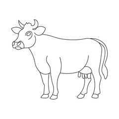 Cute cartoon cow, a farm animal vector illustration isolated on white