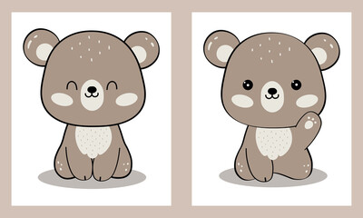 Cute cartoon bears. Flat cartoon vector illustration isolated on white background
