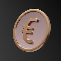 Euro. Euro money sign. 3d illustration. Euro gold coin. Currency. Finance