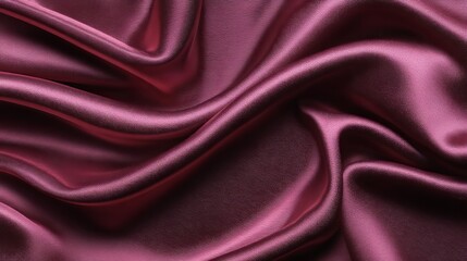 Fototapeta premium Burgundy purple and red silk texture with rich waves and folds Elegant satin textile background