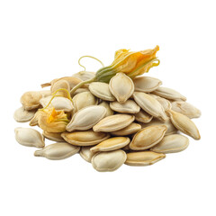  Pumpkin seeds isolated on white and transparent background.